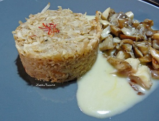 Pavé de topinambours sauce au chanterelles