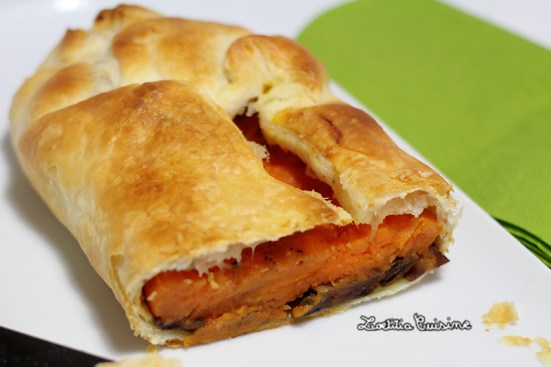 Feuilleté de patate douce et bolets