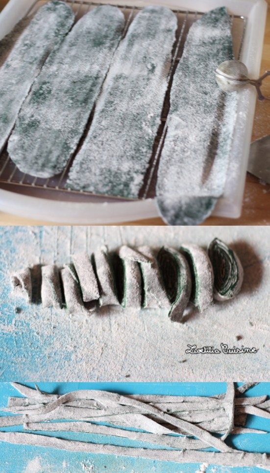 Tagliatelles à la spiruline maison