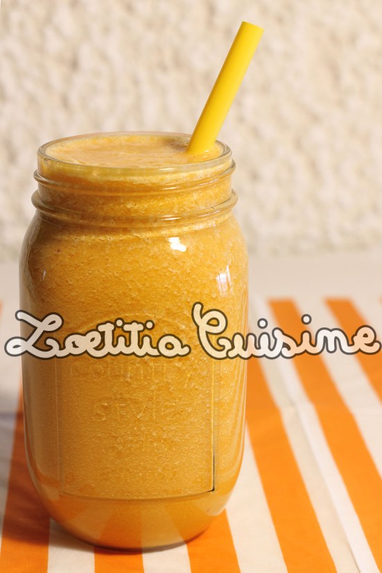 Jus de carotte, betterave jaune et pêche blanche